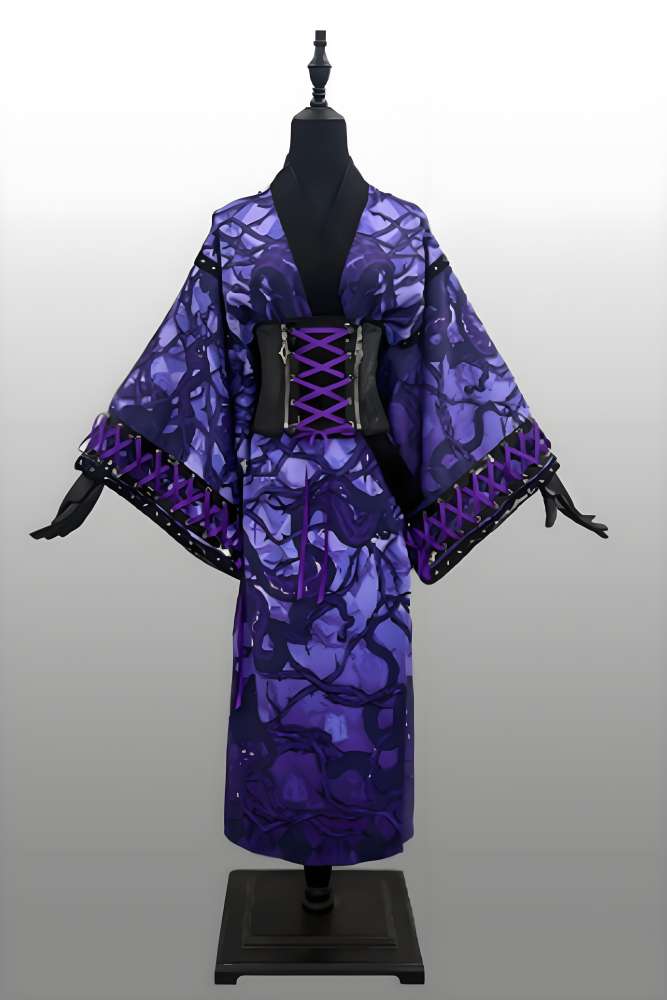 Purple Thorn Japanese 2026 Black Purple Yukata Set