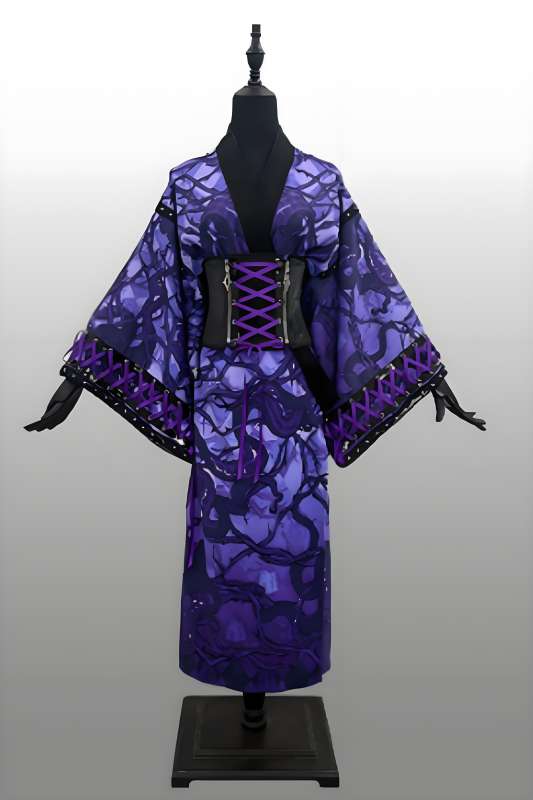 Purple Thorn Japanese 2026 Black Purple Yukata Set