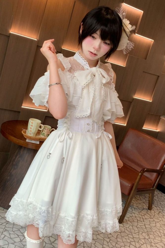 Yoshiki Lacework Plus Size Jirai Kei Midi Skirt and Top
