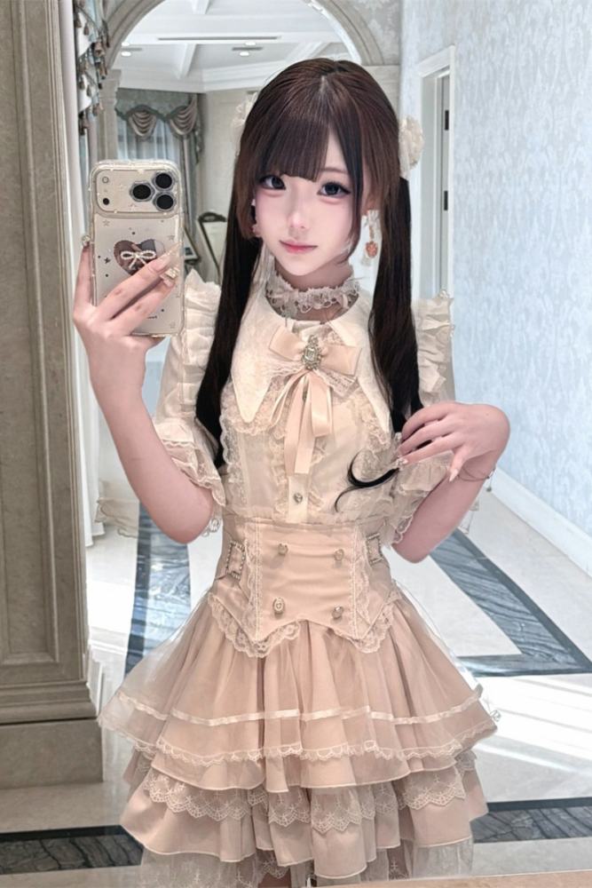 Cherry ~Puppet Sweet Tea~ Jirai Kei Skirt and Blouse 3 Colors