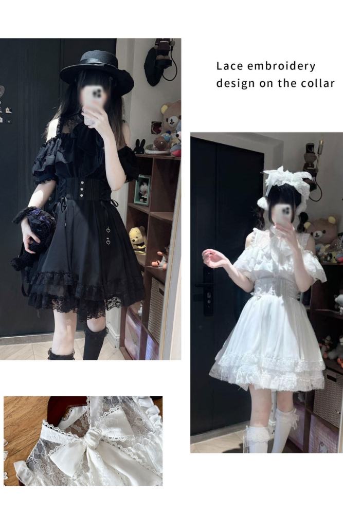 Yoshiki Lacework Plus Size Jirai Kei Midi Skirt and Top
