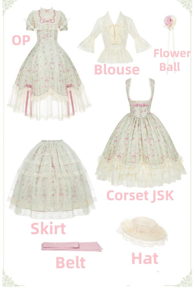 Withpuji ~When Wind Blows Over The Roses~ Floral Classic Lolita Dress and Blouse