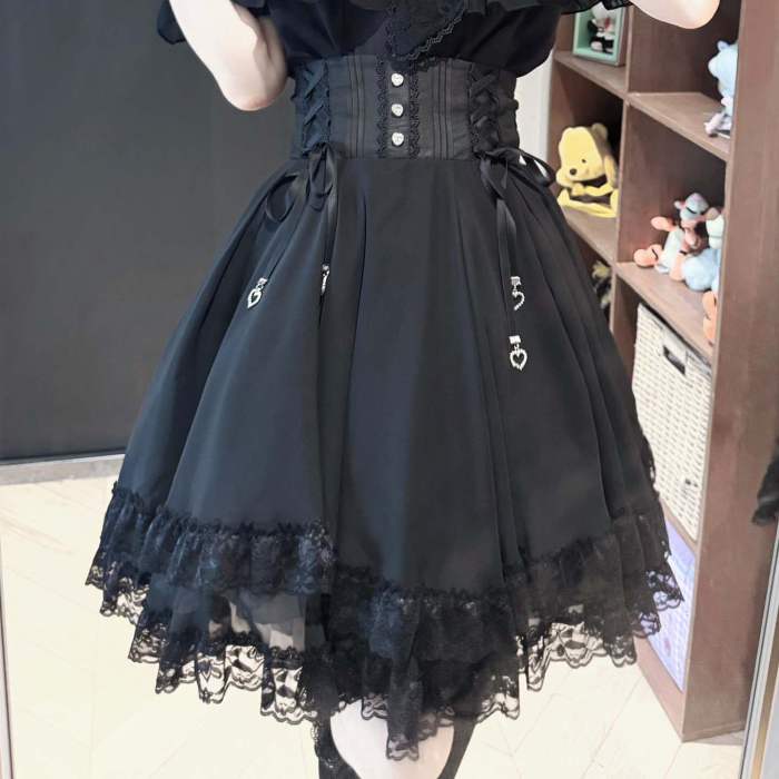 Yoshiki Lacework Plus Size Jirai Kei Midi Skirt and Top