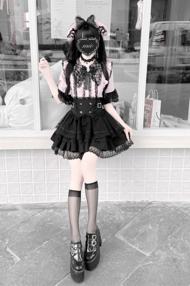 Cherry ~Puppet Sweet Tea~ Jirai Kei Skirt and Blouse 3 Colors