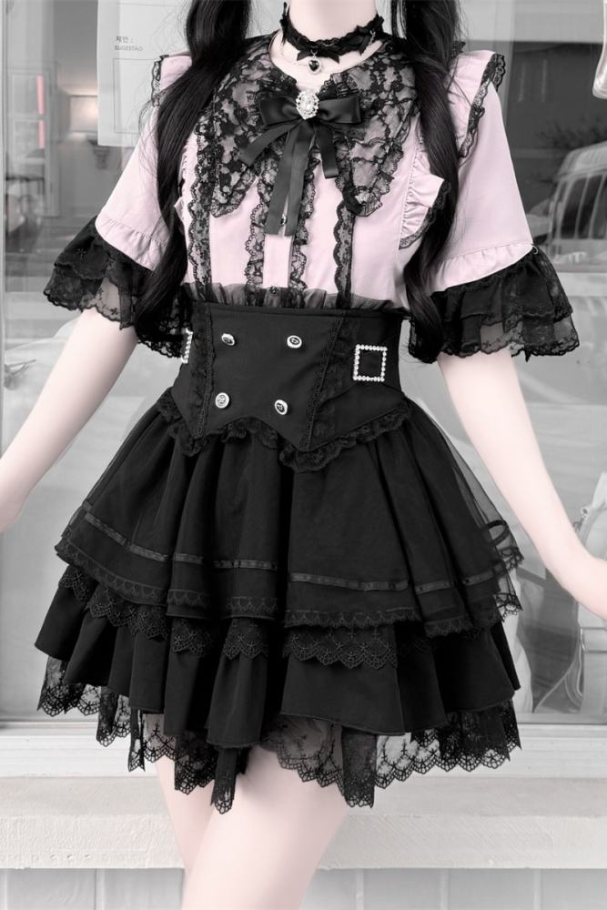 Cherry ~Puppet Sweet Tea~ Jirai Kei Skirt and Blouse 3 Colors