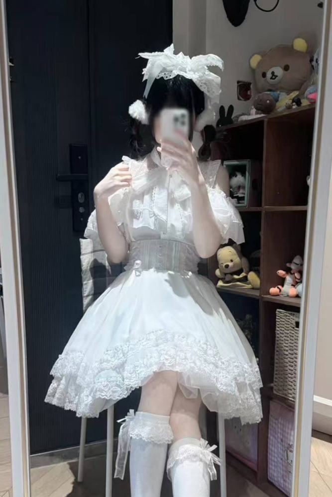 Yoshiki Lacework Plus Size Jirai Kei Midi Skirt and Top