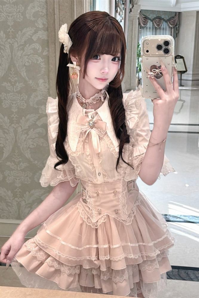 Cherry ~Puppet Sweet Tea~ Jirai Kei Skirt and Blouse 3 Colors