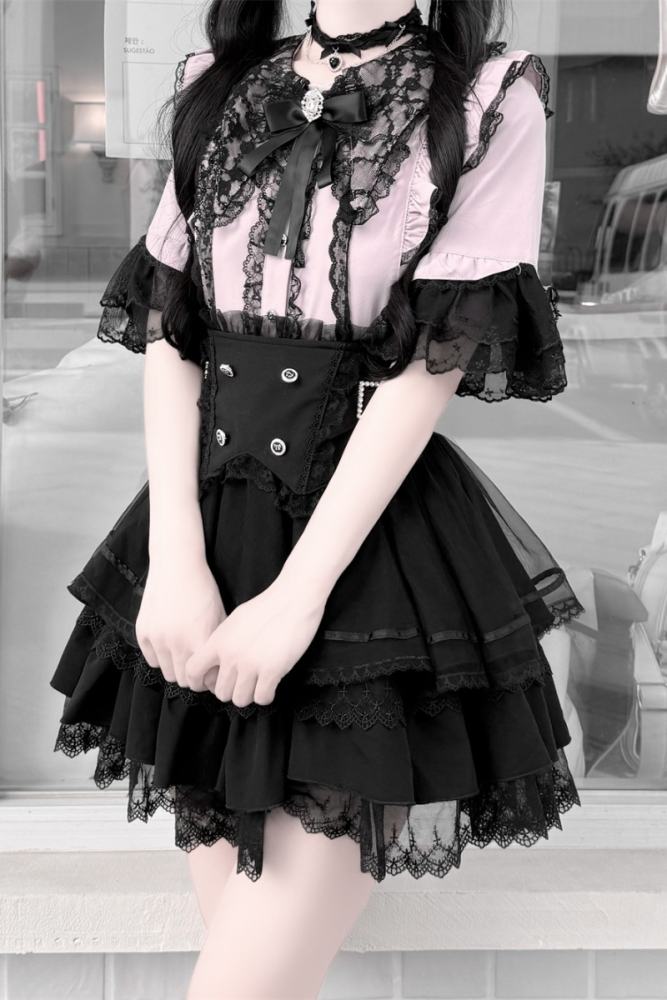 Cherry ~Puppet Sweet Tea~ Jirai Kei Skirt and Blouse 3 Colors