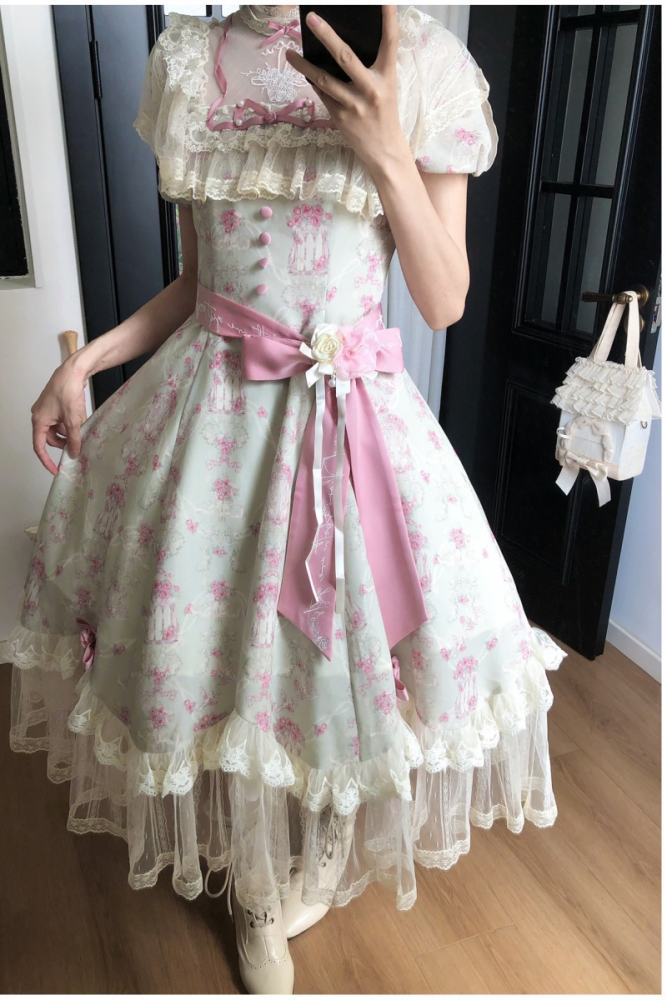 Withpuji ~When Wind Blows Over The Roses~ Floral Classic Lolita Dress and Blouse