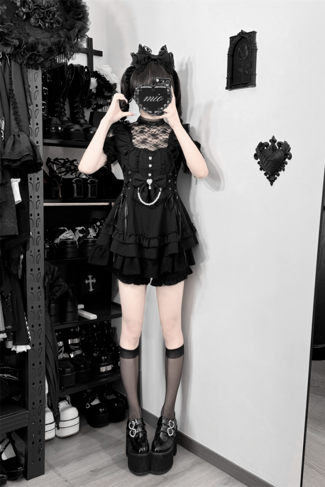 Cherry ~Angelic Tied Heart~ Jirai Kei Dress and Shorts 3 Colors
