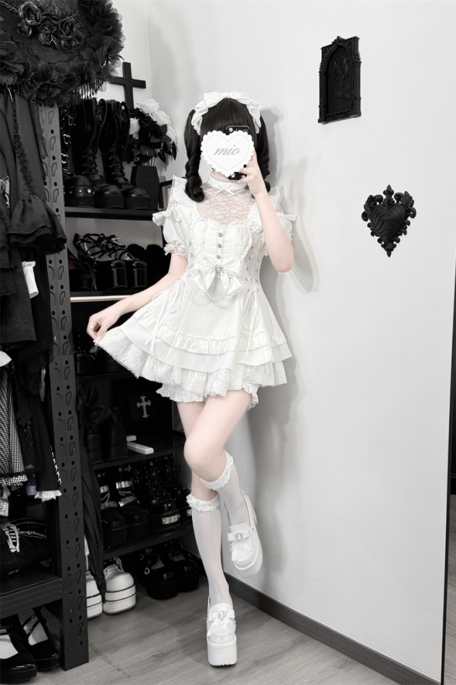 Cherry ~Angelic Tied Heart~ Jirai Kei Dress and Shorts 3 Colors