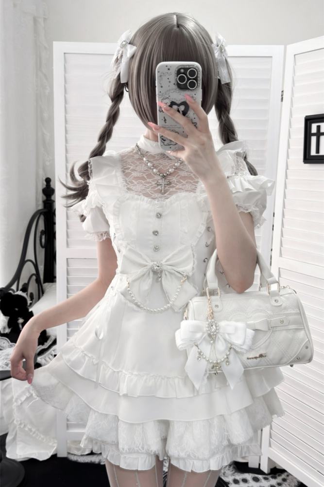 Cherry ~Angelic Tied Heart~ Jirai Kei Dress and Shorts 3 Colors