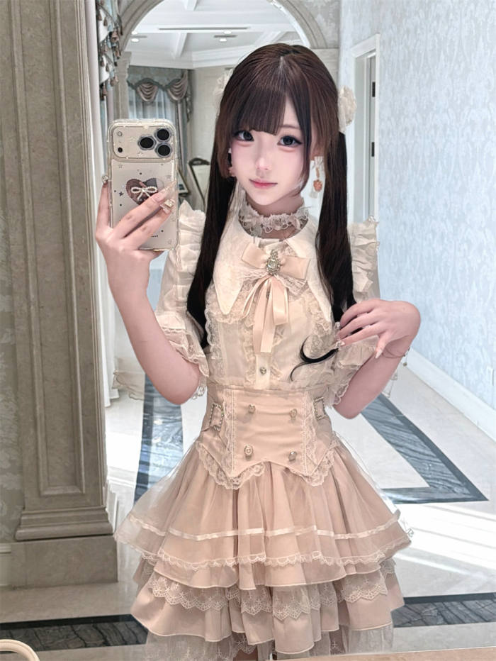 Cherry ~Puppet Sweet Tea~ Jirai Kei Skirt and Blouse 3 Colors
