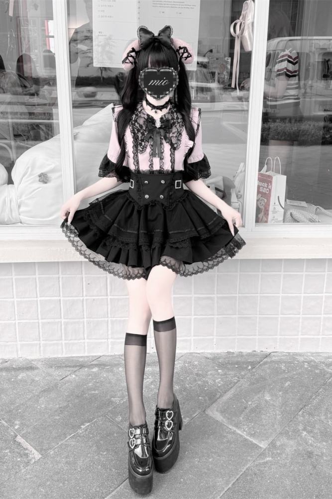 Cherry ~Puppet Sweet Tea~ Jirai Kei Skirt and Blouse 3 Colors