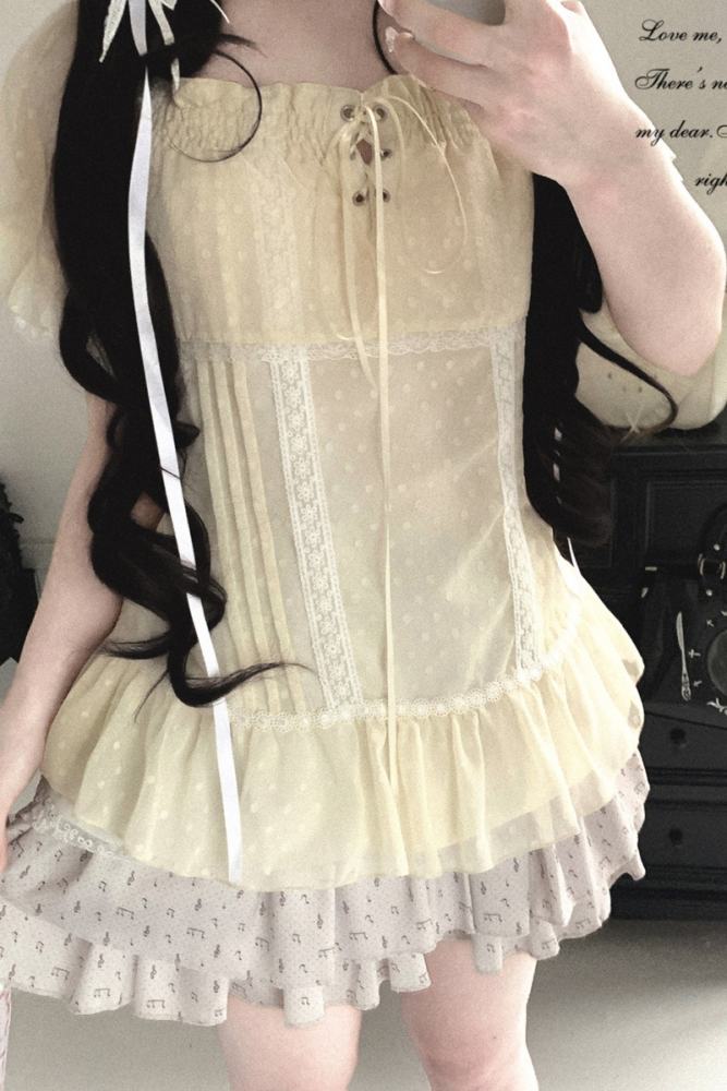 Kitty Bxllet ~Shizuru Shizuka~ Dotted Jirai Kei Blouse 4 Colors