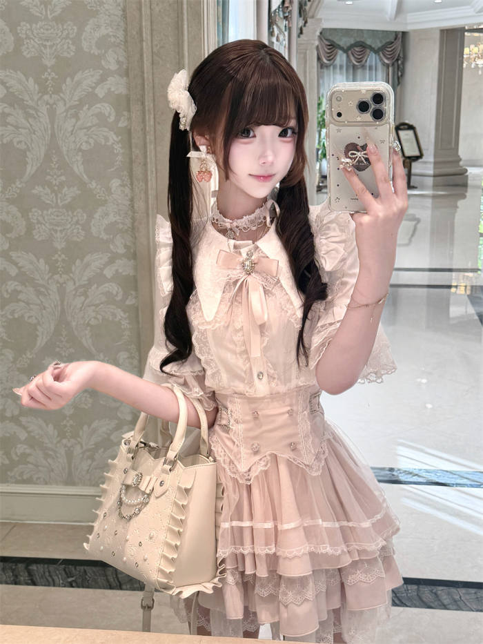 Cherry ~Puppet Sweet Tea~ Jirai Kei Skirt and Blouse 3 Colors