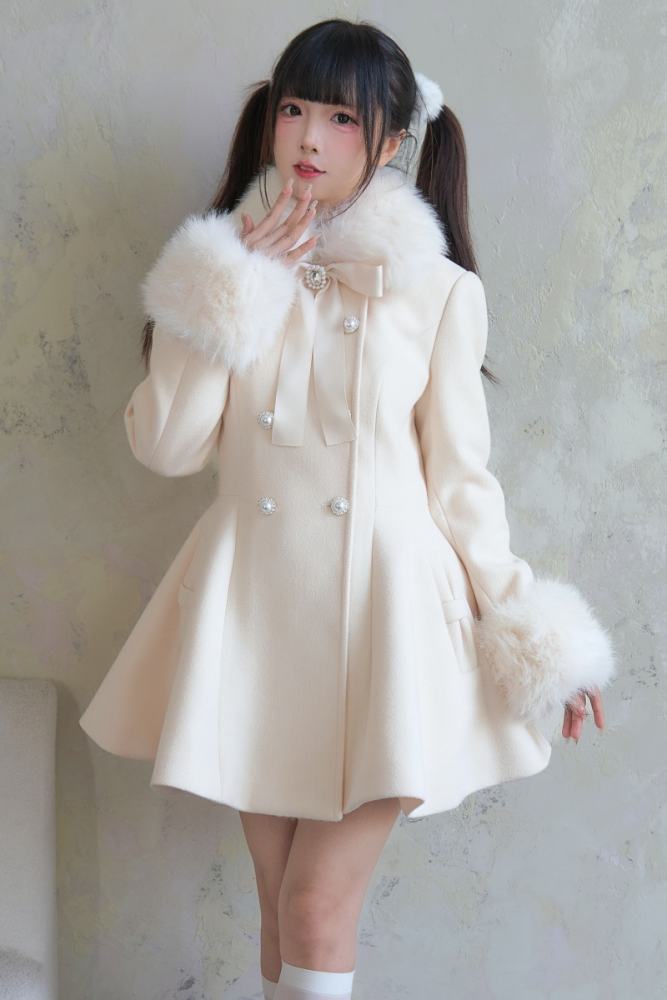 NoGenki Double Breasted Large Hem Coat Jirai Kei Clothes