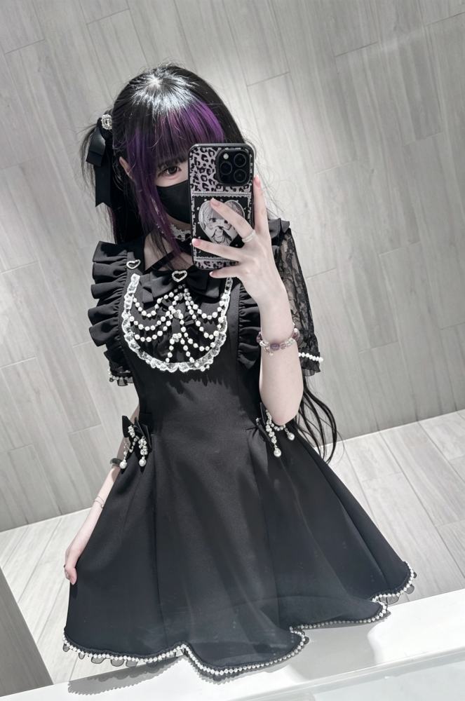 Angel Share Heart Chain Lacework Jirai Kei Kuro Set