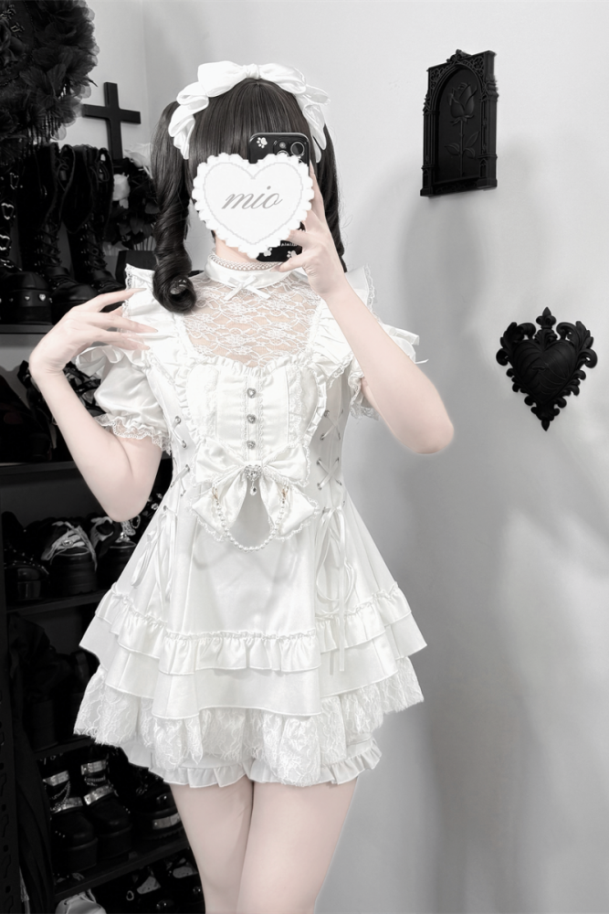 Cherry ~Angelic Tied Heart~ Jirai Kei Dress and Shorts 3 Colors