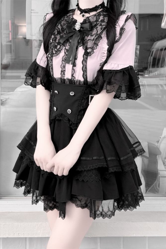 Cherry ~Puppet Sweet Tea~ Jirai Kei Skirt and Blouse 3 Colors