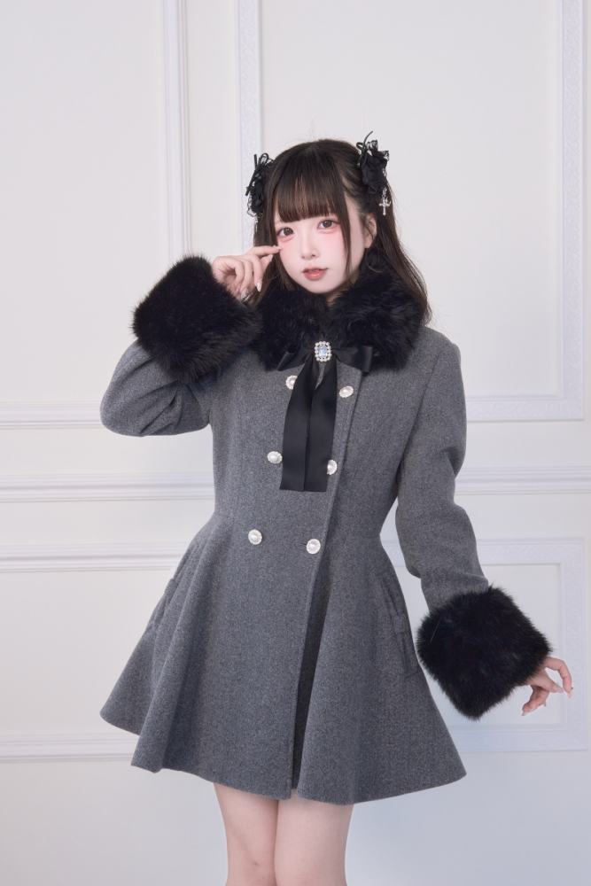 NoGenki Double Breasted Large Hem Coat Jirai Kei Clothes