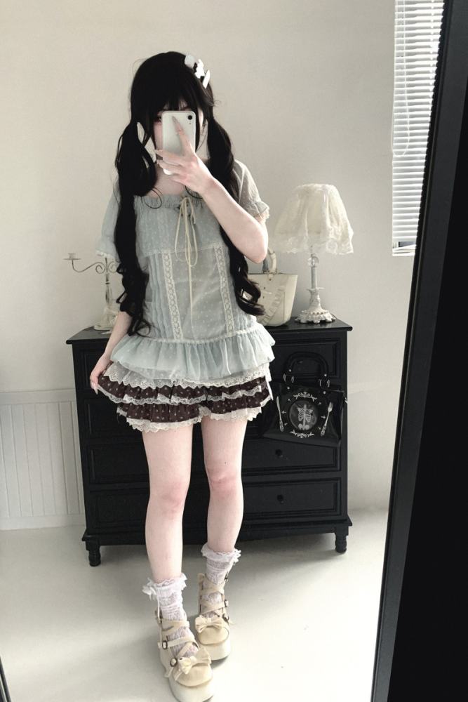 Kitty Bxllet ~Shizuru Shizuka~ Dotted Jirai Kei Blouse 4 Colors