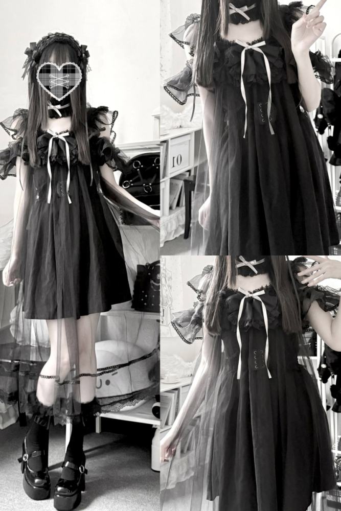Pink Rabbit ~Starry Night~ Jirai Kei Shiro Kuro Strap Dress