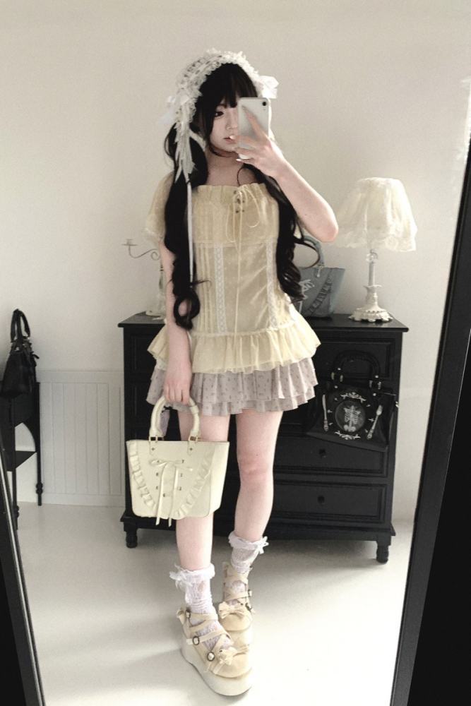 Kitty Bxllet ~Shizuru Shizuka~ Dotted Jirai Kei Blouse 4 Colors