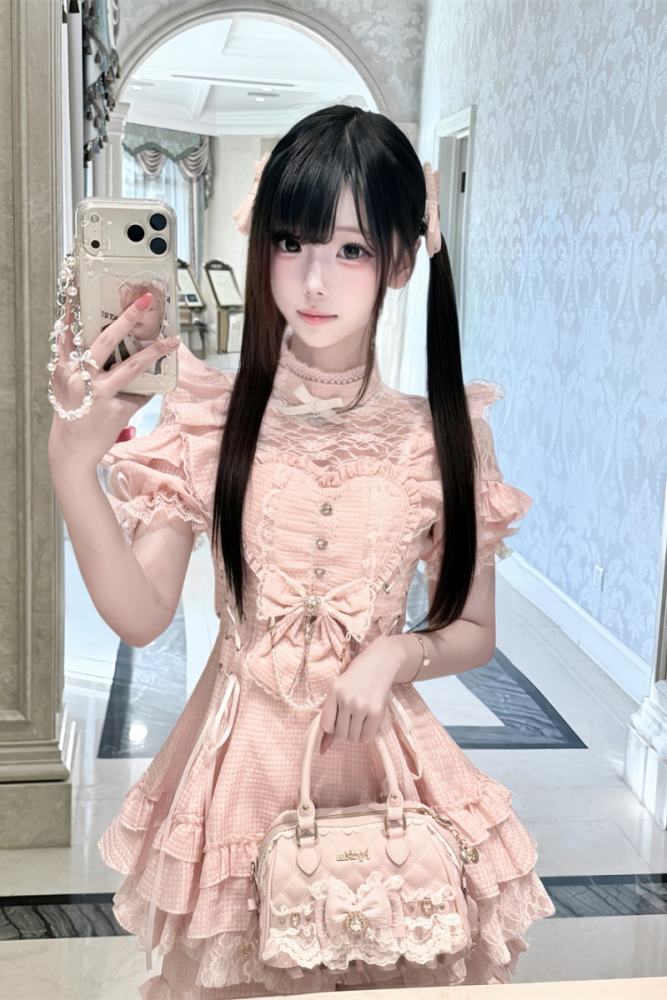 Cherry ~Angelic Tied Heart~ Jirai Kei Dress and Shorts 3 Colors