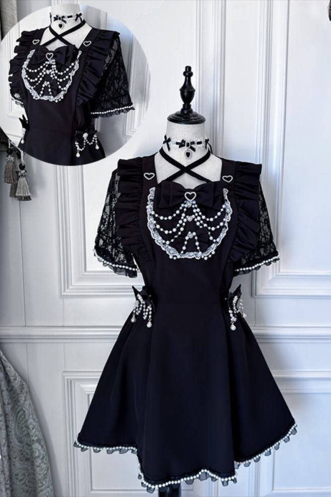 Angel Share Heart Chain Lacework Jirai Kei Kuro Set
