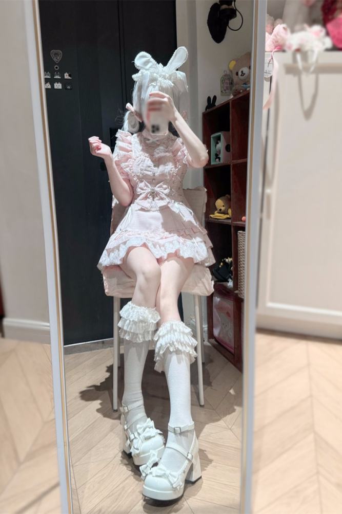 Cherry ~Angelic Tied Heart~ Jirai Kei Dress and Shorts 3 Colors