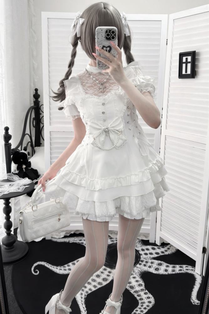 Cherry ~Angelic Tied Heart~ Jirai Kei Dress and Shorts 3 Colors
