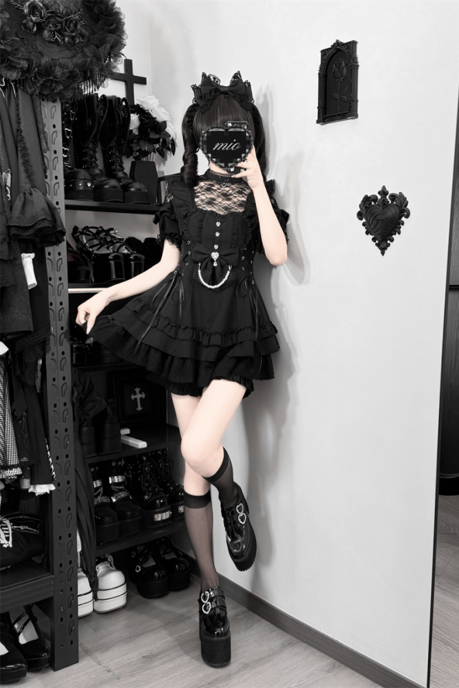 Cherry ~Angelic Tied Heart~ Jirai Kei Dress and Shorts 3 Colors