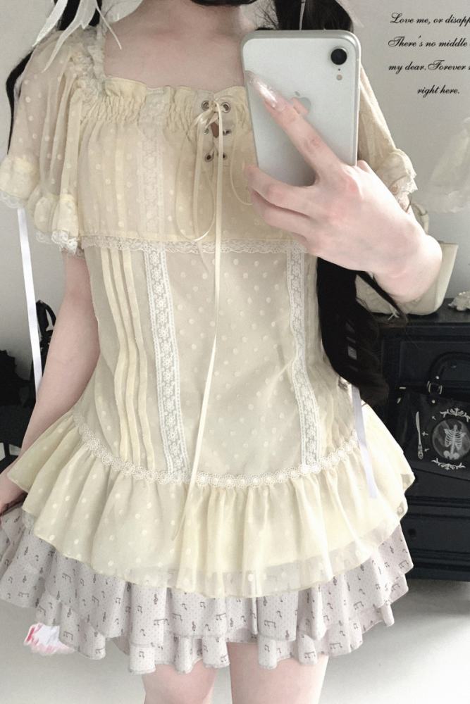 Kitty Bxllet ~Shizuru Shizuka~ Dotted Jirai Kei Blouse 4 Colors
