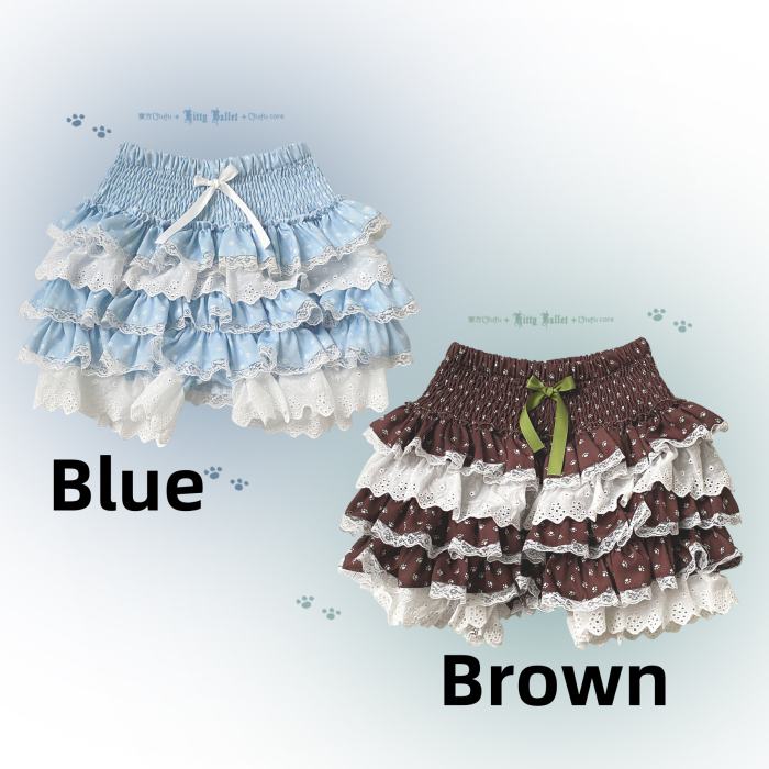 Kitty Bxllet ~Cat Paws~ Prints Ruffled Trims Jirai Kei Skirt