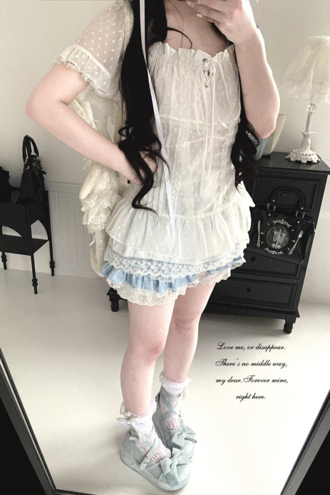 Kitty Bxllet ~Cat Paws~ Prints Ruffled Trims Jirai Kei Skirt