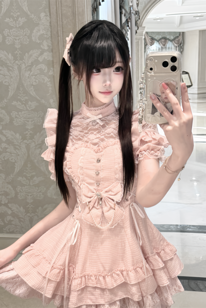 Cherry ~Angelic Tied Heart~ Jirai Kei Dress and Shorts 3 Colors