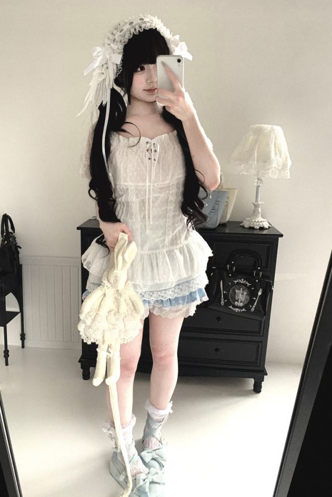 Kitty Bxllet ~Cat Paws~ Prints Ruffled Trims Jirai Kei Skirt