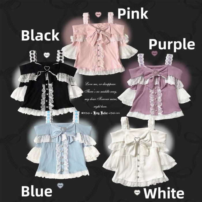 Kitty Bxllet ~Shiratsuki Mina~ Off Shoulder Jirai Kei Top 5 Colors