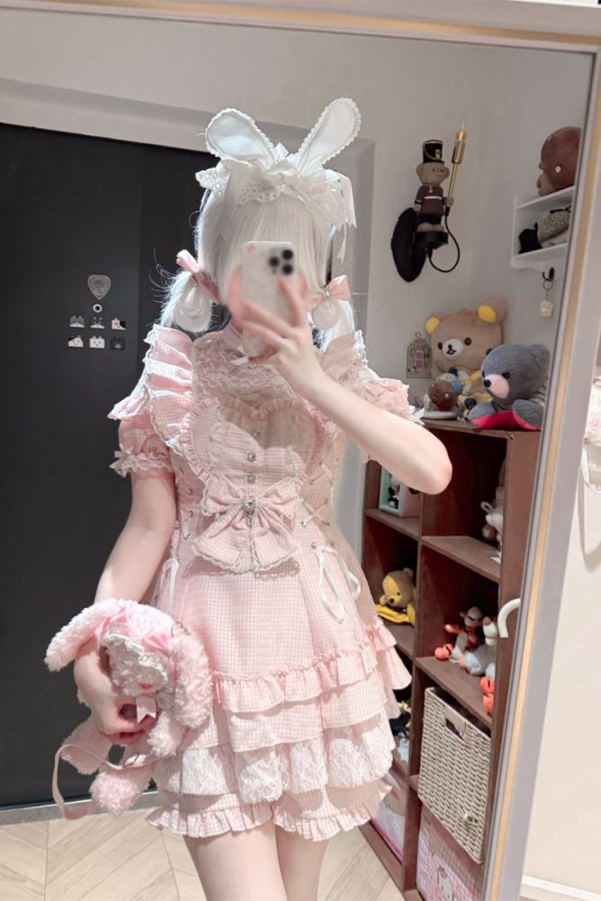 Cherry ~Angelic Tied Heart~ Jirai Kei Dress and Shorts 3 Colors