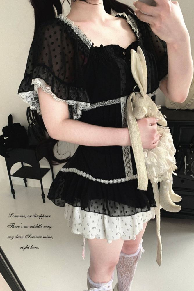 Kitty Bxllet ~Shizuru Shizuka~ Dotted Jirai Kei Blouse 4 Colors
