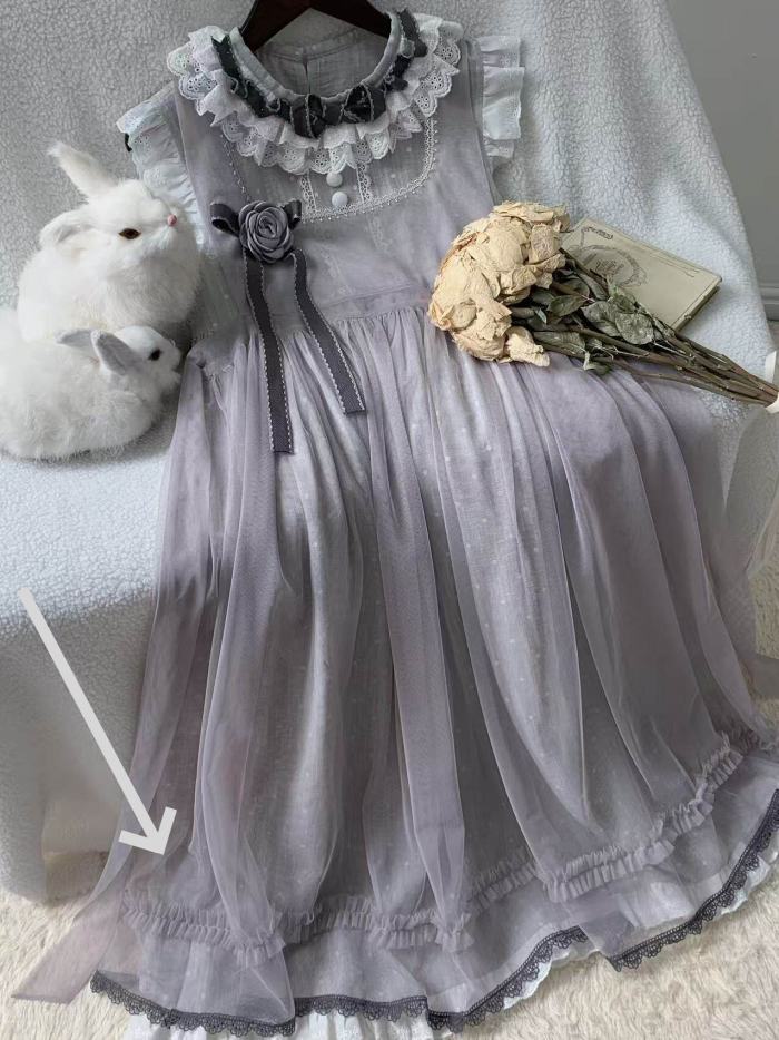 Polka Dot Doll Retro Girly Pink Grey Dress