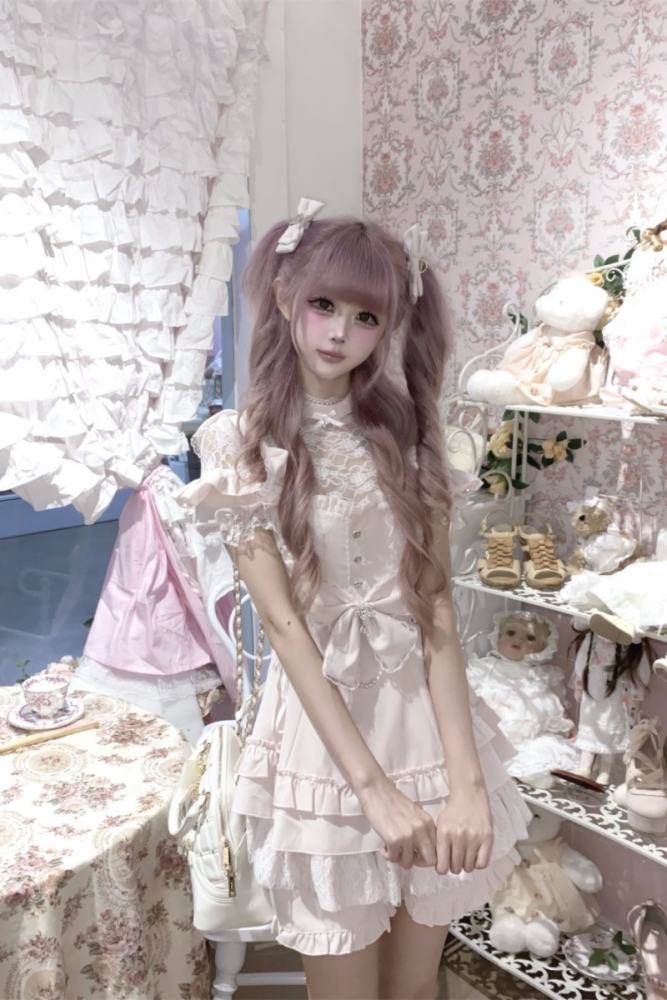 Cherry ~Angelic Tied Heart~ Jirai Kei Dress and Shorts 3 Colors