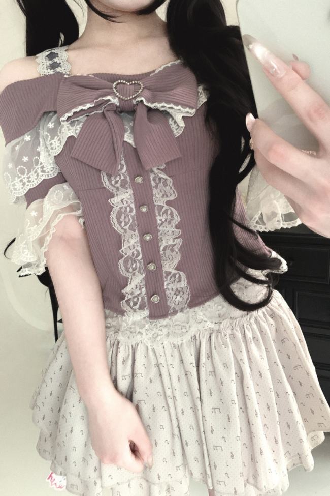Kitty Bxllet ~Shiratsuki Mina~ Off Shoulder Jirai Kei Top 5 Colors