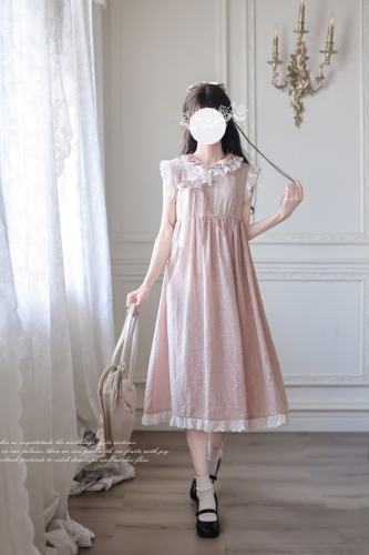 Polka Dot Doll Retro Girly Pink Grey Dress