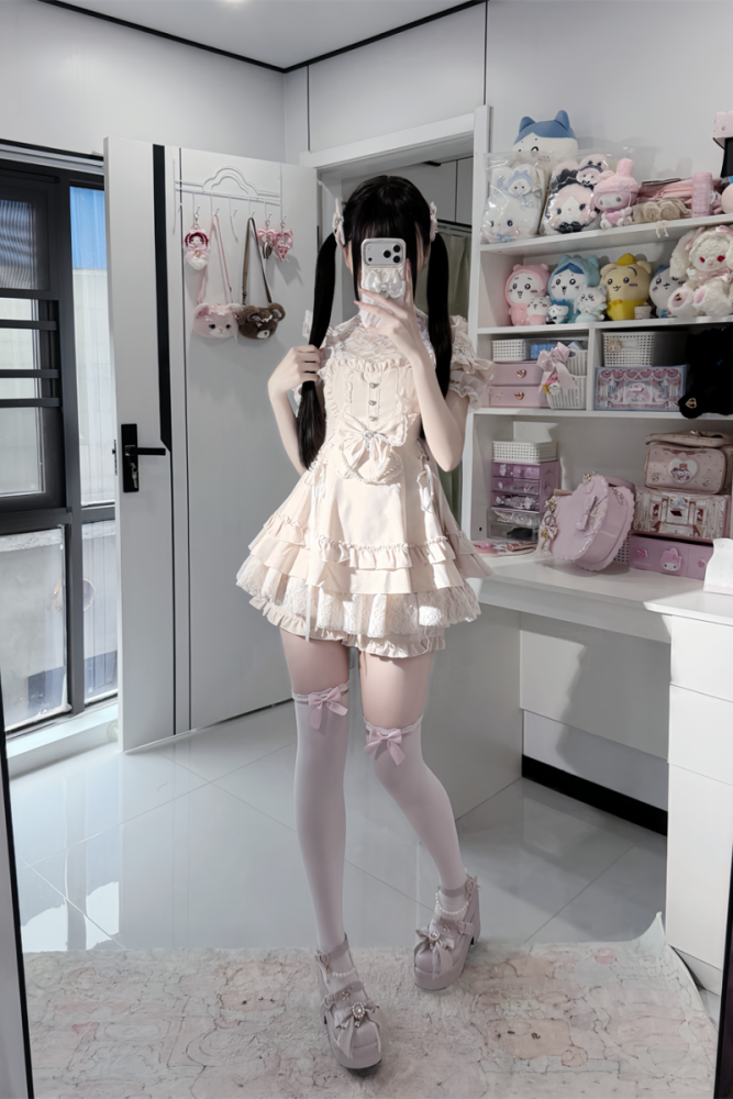 Cherry ~Angelic Tied Heart~ Jirai Kei Dress and Shorts 3 Colors
