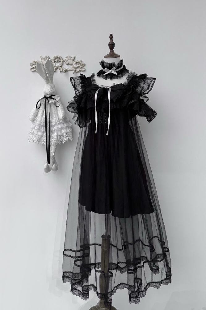 Pink Rabbit ~Starry Night~ Jirai Kei Shiro Kuro Strap Dress