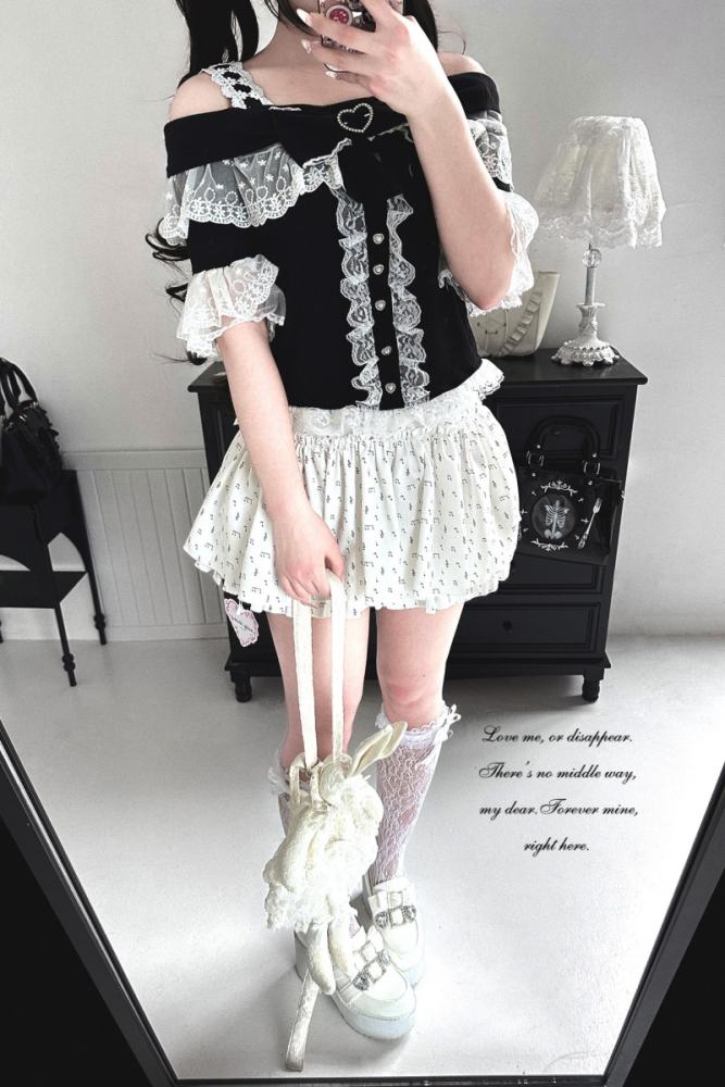 Kitty Bxllet ~Shiratsuki Mina~ Off Shoulder Jirai Kei Top 5 Colors