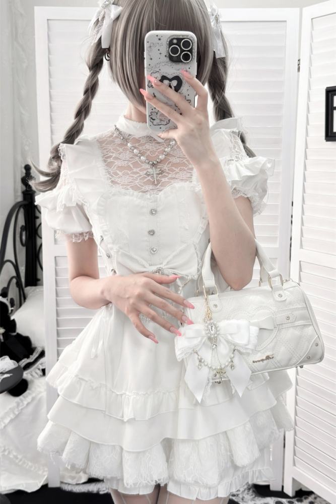 Cherry ~Angelic Tied Heart~ Jirai Kei Dress and Shorts 3 Colors