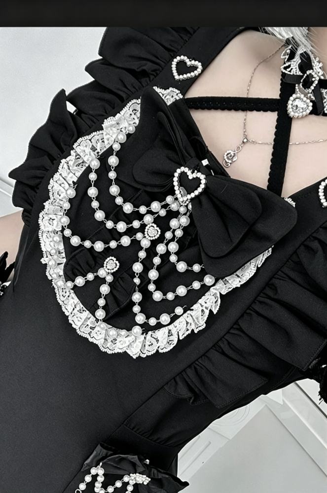 Angel Share Heart Chain Lacework Jirai Kei Kuro Set